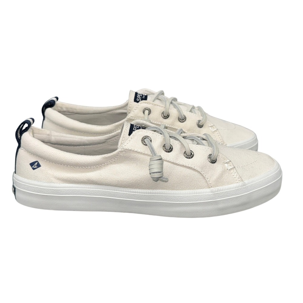 Sperry Top-Sider Crest Vibe White Canvas Low Top Sneakers Shoes Womens